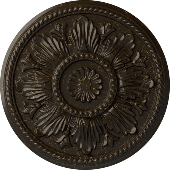 Ekena Millwork 18"OD x 1 3/4"P Edinburgh Ceiling Medallion (Fits Canopies up to 5 1/4"), Hand-Painted Stone Hearth Crackle