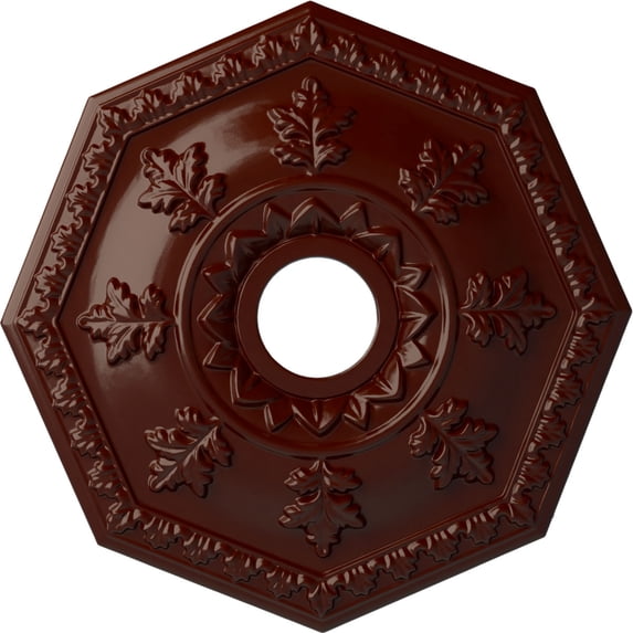 Ekena Millwork 18"OD x 3 1/2"ID x 1 1/2"P Nottingham Ceiling Medallion (Fits Canopies up to 4 5/8"), Hand-Painted Brushed Mahogany
