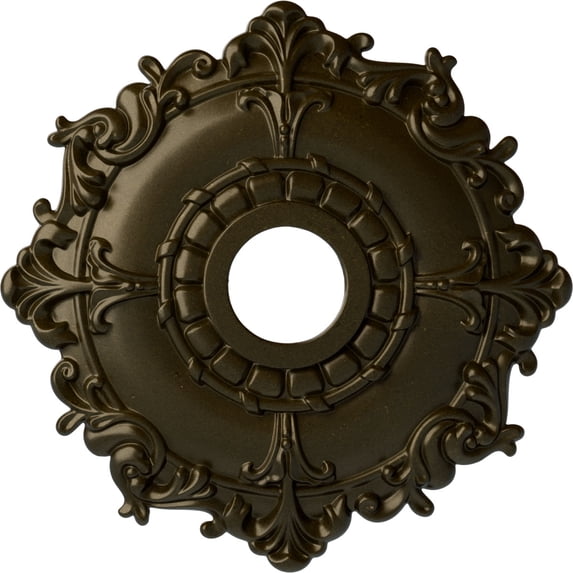 Ekena Millwork 18"OD x 3 1/2"ID x 1 1/2"P Riley Ceiling Medallion (Fits Canopies up to 4 5/8"), Hand-Painted Green Gold
