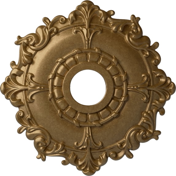 Ekena Millwork 18"OD x 3 1/2"ID x 1 1/2"P Riley Ceiling Medallion (Fits Canopies up to 4 5/8"), Hand-Painted Pale Gold