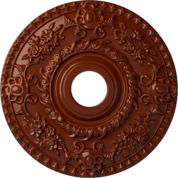 Ekena Millwork 18"OD x 3 1/2"ID x 1 1/2"P Rose Ceiling Medallion (Fits Canopies up to 7 1/4"), Hand-Painted Firebrick