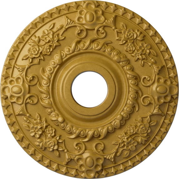 Ekena Millwork 18"OD x 3 1/2"ID x 1 1/2"P Rose Ceiling Medallion (Fits Canopies up to 7 1/4"), Hand-Painted Iridescent Gold