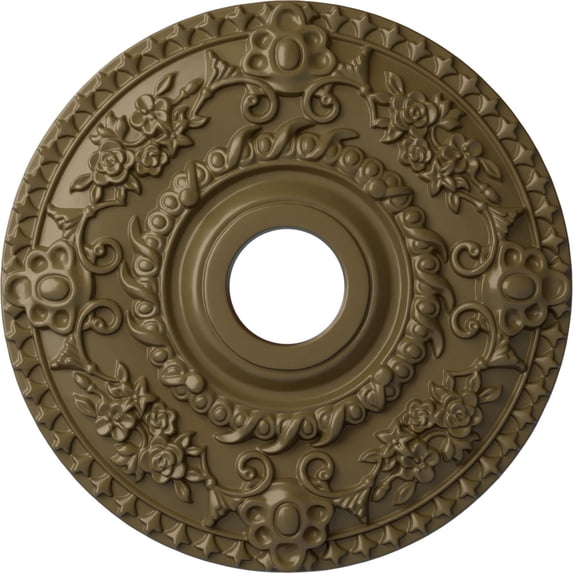 Ekena Millwork 18"OD x 3 1/2"ID x 1 1/2"P Rose Ceiling Medallion (Fits Canopies up to 7 1/4"), Hand-Painted Mississippi Mud