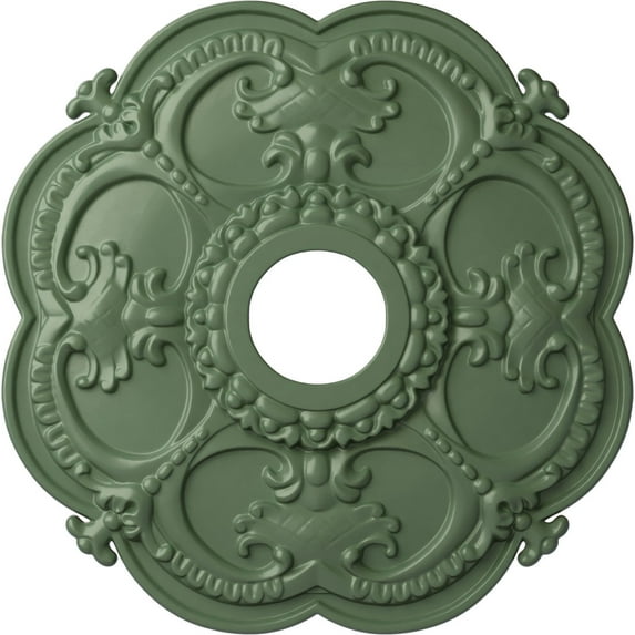 Ekena Millwork 18"OD x 3 1/2"ID x 1 1/2"P Rotherham Ceiling Medallion (Fits Canopies up to 3 1/2"), Hand-Painted Athenian Green