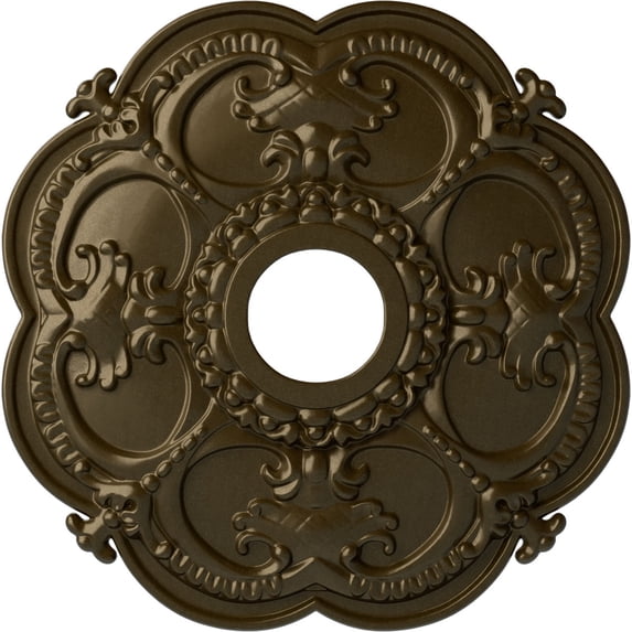 Ekena Millwork 18"OD x 3 1/2"ID x 1 1/2"P Rotherham Ceiling Medallion (Fits Canopies up to 3 1/2"), Hand-Painted Brass