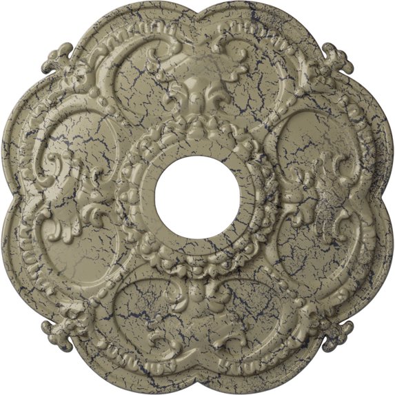 Ekena Millwork 18"OD x 3 1/2"ID x 1 1/2"P Rotherham Ceiling Medallion (Fits Canopies up to 3 1/2"), Hand-Painted Castle Stone Crackle