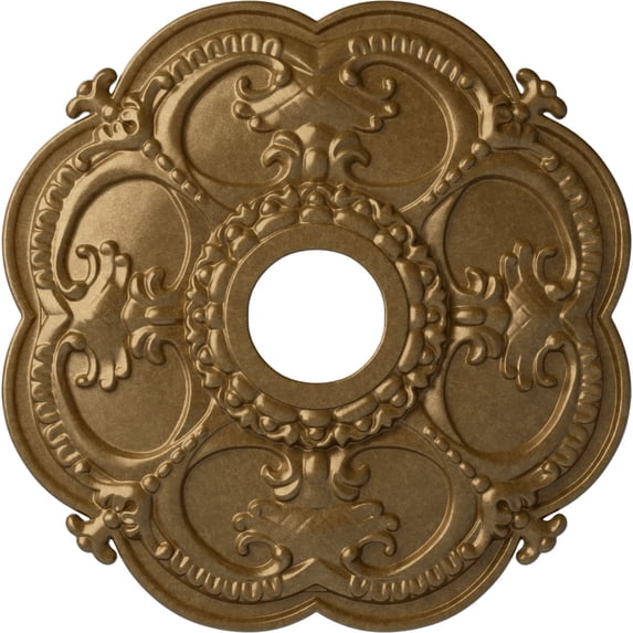Ekena Millwork 18"OD x 3 1/2"ID x 1 1/2"P Rotherham Ceiling Medallion (Fits Canopies up to 3 1/2"), Hand-Painted Pale Gold