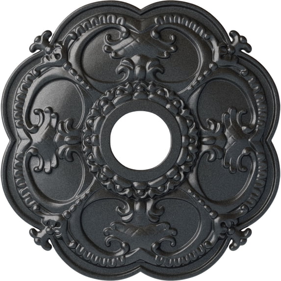 Ekena Millwork 18"OD x 3 1/2"ID x 1 1/2"P Rotherham Ceiling Medallion (Fits Canopies up to 3 1/2"), Hand-Painted Pewter