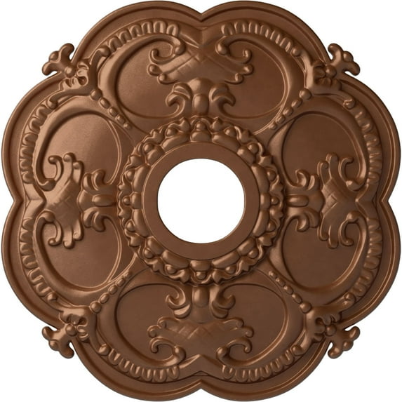 Ekena Millwork 18"OD x 3 1/2"ID x 1 1/2"P Rotherham Ceiling Medallion (Fits Canopies up to 3 1/2"), Hand-Painted Polished Copper