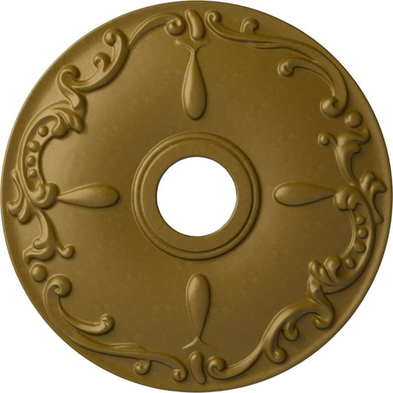 Ekena Millwork 18"OD x 3 1/2"ID x 1 1/4"P Kent Ceiling Medallion (Fits Canopies up to 5"), Hand-Painted Gold