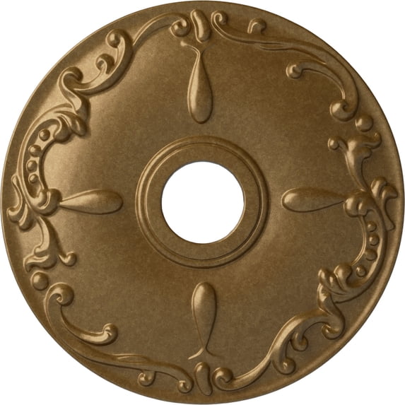 Ekena Millwork 18"OD x 3 1/2"ID x 1 1/4"P Kent Ceiling Medallion (Fits Canopies up to 5"), Hand-Painted Pale Gold