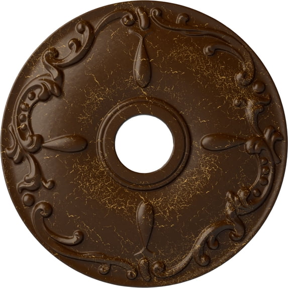 Ekena Millwork 18"OD x 3 1/2"ID x 1 1/4"P Kent Ceiling Medallion (Fits Canopies up to 5"), Hand-Painted Root Beer Crackle