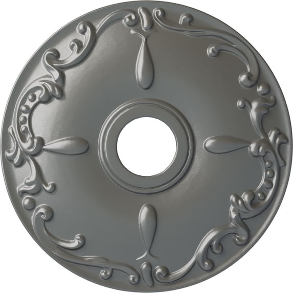 Ekena Millwork 18"OD x 3 1/2"ID x 1 1/4"P Kent Ceiling Medallion (Fits Canopies up to 5"), Hand-Painted Silver
