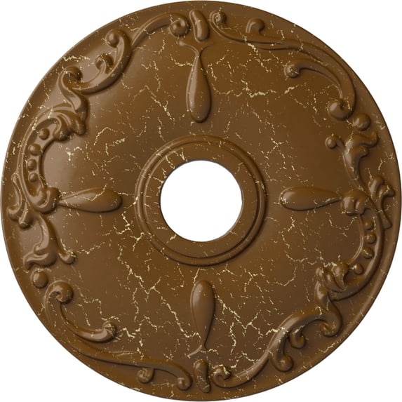 Ekena Millwork 18"OD x 3 1/2"ID x 1 1/4"P Kent Ceiling Medallion (Fits Canopies up to 5"), Hand-Painted Smokey Topaz Crackle