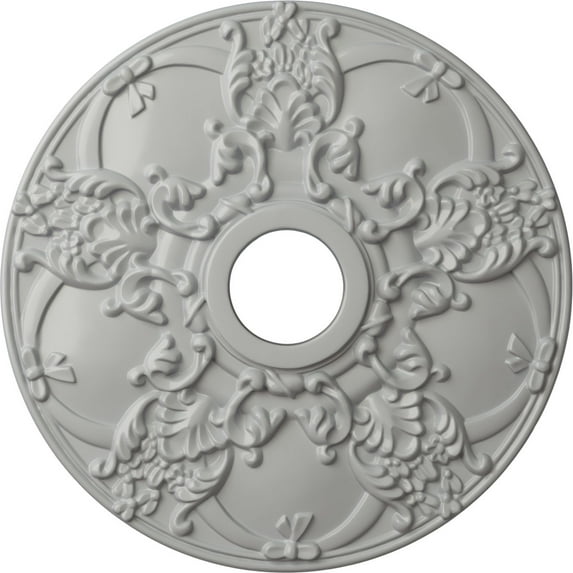 Ekena Millwork 18"OD x 3 1/2"ID x 1 3/8"P Norwich Ceiling Medallion (Fits Canopies up to 4 1/2"), Hand-Painted Frost