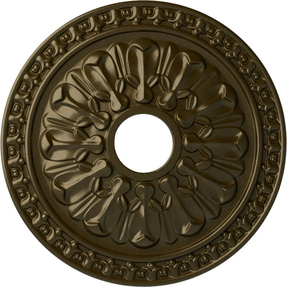 Ekena Millwork 18"OD x 3 1/2"ID x 1 3/8"P Warsaw Ceiling Medallion (Fits Canopies up to 3 1/2"), Hand-Painted Brass