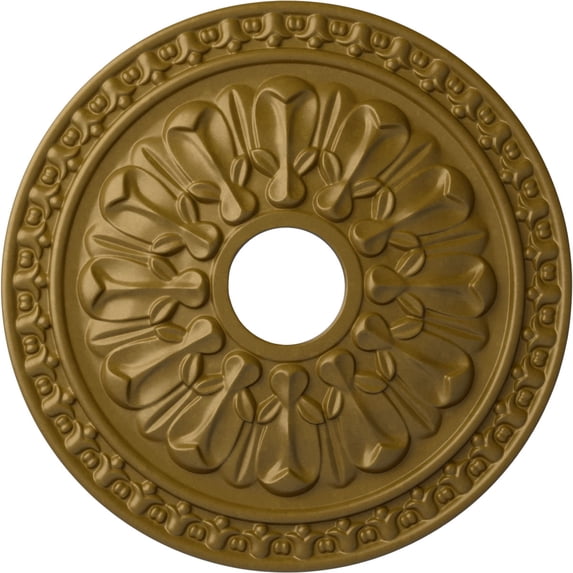 Ekena Millwork 18"OD x 3 1/2"ID x 1 3/8"P Warsaw Ceiling Medallion (Fits Canopies up to 3 1/2"), Hand-Painted Gold
