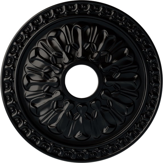 Ekena Millwork 18"OD x 3 1/2"ID x 1 3/8"P Warsaw Ceiling Medallion (Fits Canopies up to 3 1/2"), Hand-Painted Jet Black