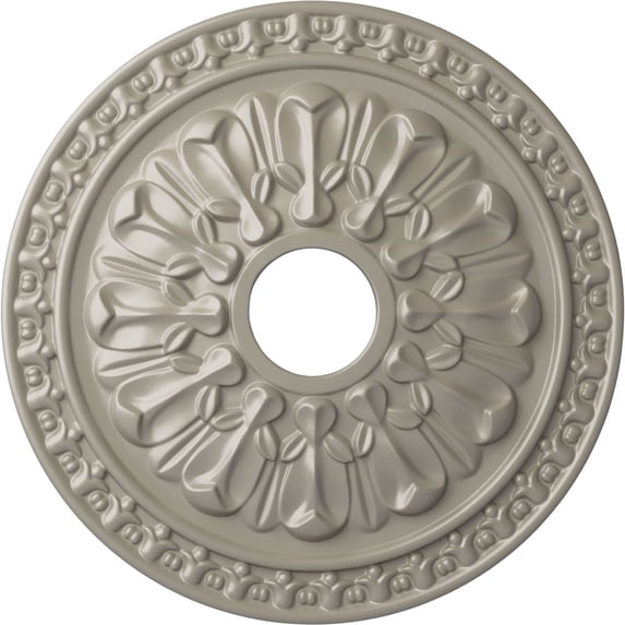 Ekena Millwork 18"OD x 3 1/2"ID x 1 3/8"P Warsaw Ceiling Medallion (Fits Canopies up to 3 1/2"), Hand-Painted Pearl White