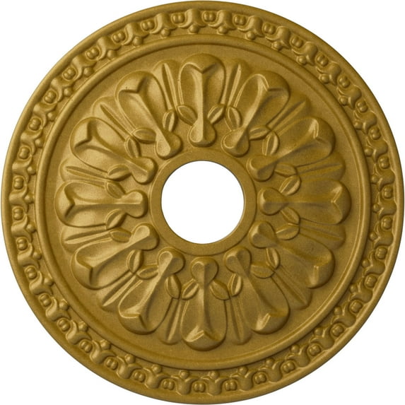 Ekena Millwork 18"OD x 3 1/2"ID x 1 3/8"P Warsaw Ceiling Medallion (Fits Canopies up to 3 1/2"), Hand-Painted Pharaohs Gold