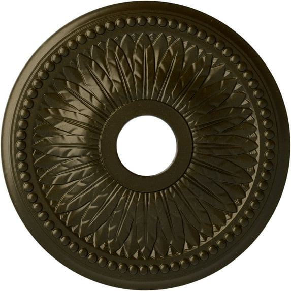 Ekena Millwork 18"OD x 3 3/4"ID x 1 1/2"P Bailey Ceiling Medallion (Fits Canopies up to 5 3/4"), Hand-Painted Green Gold