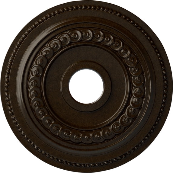 Ekena Millwork 18"OD x 3 3/8"ID x 7/8"P Oldham Ceiling Medallion (Fits Canopies up to 8 5/8"), Hand-Painted Bronze