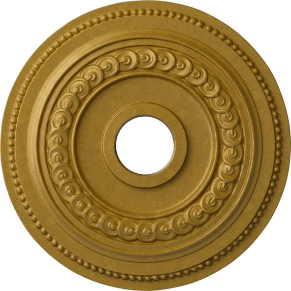 Ekena Millwork 18"OD x 3 3/8"ID x 7/8"P Oldham Ceiling Medallion (Fits Canopies up to 8 5/8"), Hand-Painted Pharaohs Gold
