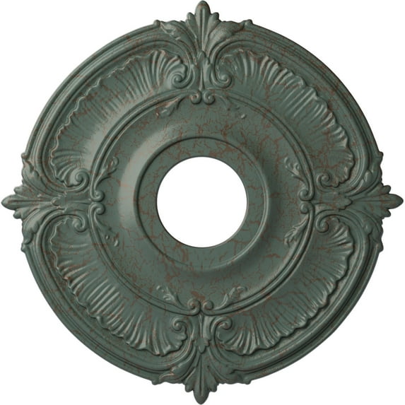 Ekena Millwork 18"OD x 4"ID x 5/8"P Attica Ceiling Medallion (Fits Canopies up to 5"), Hand-Painted Cloud Burst Crackle
