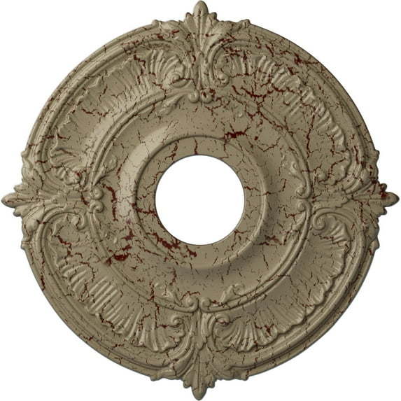 Ekena Millwork 18"OD x 4"ID x 5/8"P Attica Ceiling Medallion (Fits Canopies up to 5"), Hand-Painted Gobi Desert Crackle