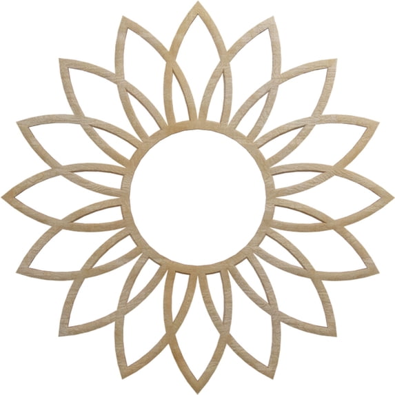 Ekena Millwork 18"OD x 6 1/4"ID x 1/4"T Daisy Wood Fretwork Pierced Ceiling Medallion, Birch