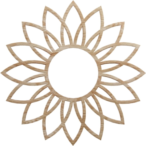 Ekena Millwork 18"OD x 6 1/4"ID x 1/4"T Daisy Wood Fretwork Pierced Ceiling Medallion, Red Oak