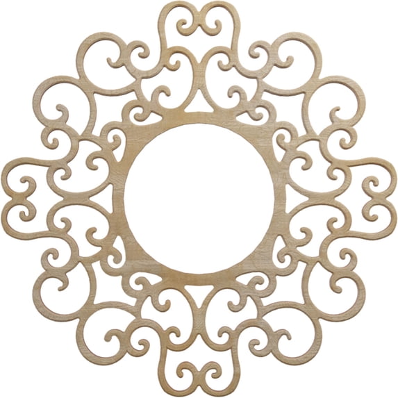 Ekena Millwork 18"OD x 6 7/8"ID x 3/8"T Reims Wood Fretwork Pierced Ceiling Medallion, Birch