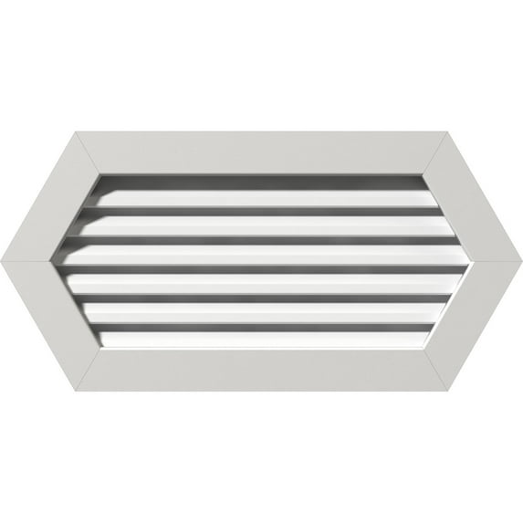 Ekena Millwork 18"W x 12"H Horizontal Peaked Gable Vent (23 3/4"W x 17"H Frame Size) Functional, PVC Gable Vent with 1" x 4" Flat Trim Frame