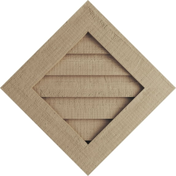 Ekena Millwork 18"W x 18"H Timberthane Rough Cedar Diamond Faux Wood Non-Functional Gable Vent, Primed Tan