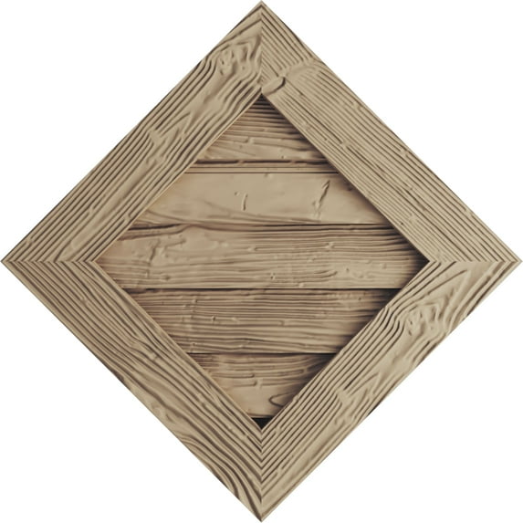 Ekena Millwork 18"W x 18"H Timberthane Sandblasted Diamond Faux Wood Non-Functional Gable Vent, Primed Tan