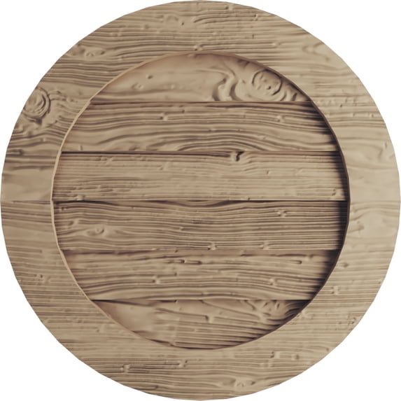 Ekena Millwork 18"W x 18"H Timberthane Sandblasted Round Faux Wood Non-Functional Gable Vent, Primed Tan