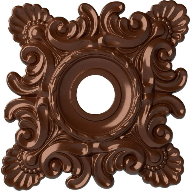 Ekena Millwork 18"W x 18"H x 3 1/4"ID x 1 1/2"P Crawley Ceiling Medallion (Fits Canopies up to 6 3/4"), Hand-Painted Copper Penny