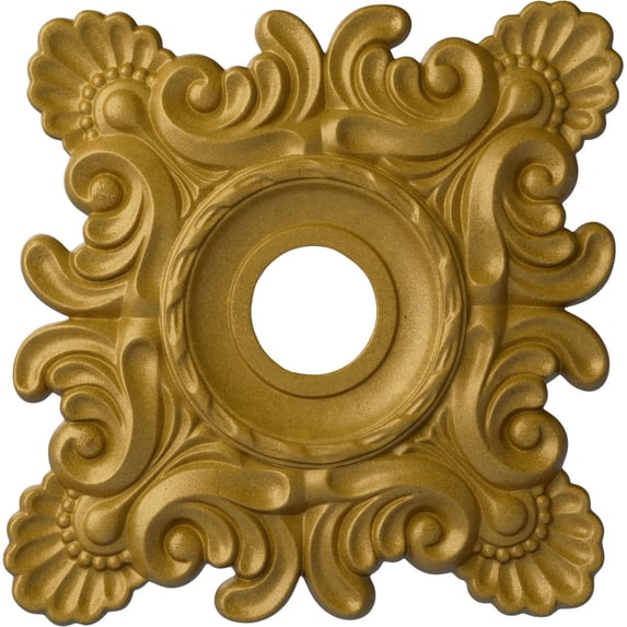 Ekena Millwork 18"W x 18"H x 3 1/4"ID x 1 1/2"P Crawley Ceiling Medallion (Fits Canopies up to 6 3/4"), Hand-Painted Pharaohs Gold
