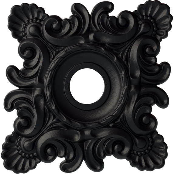 Ekena Millwork 18"W x 18"H x 3 1/4"ID x 1 1/2"P Crawley Ceiling Medallion (Fits Canopies up to 6 3/4"), Hand-Painted Steel Gray