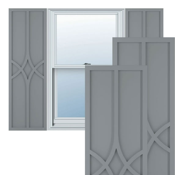Ekena Millwork 18"W x 26"H True Fit PVC Cedar Park Fixed Mount Shutters, Ocean Swell (Per Pair - Hardware Not Included)