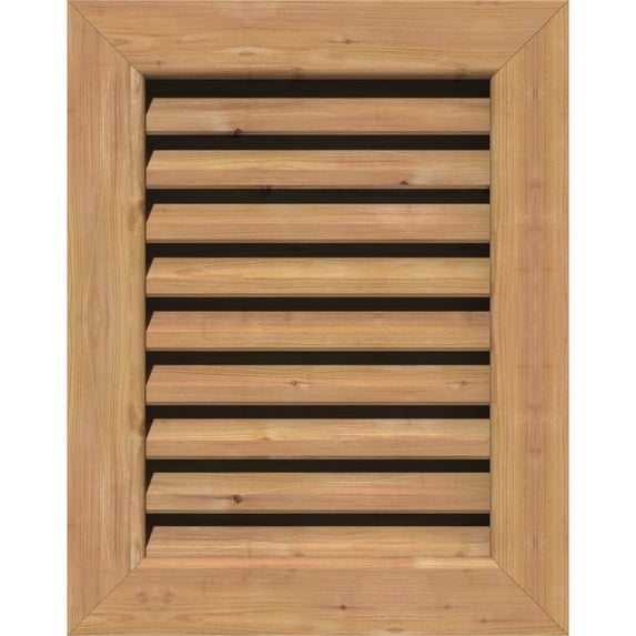 Ekena Millwork 18"W x 30"H Rectangle Gable Vent (23"W x 35"H Frame Size): Unfinished, Functional, Smooth Western Red Cedar Gable Vent w/ 1" x 4" Flat Trim Frame