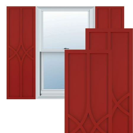 product image of Ekena Millwork 18"W x 37"H True Fit PVC Cedar Park Fixed Mount Shutters, Fire Red (Per Pair - Hardware Not Included)