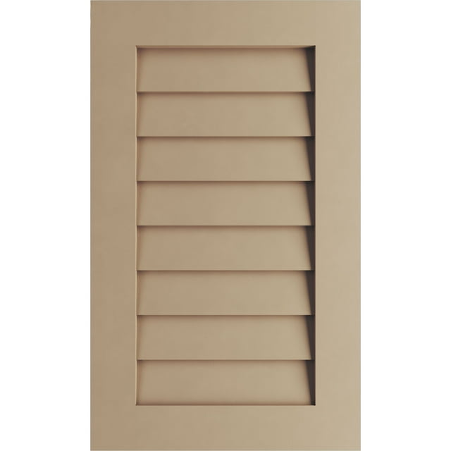 Ekena Millwork 18"W x 45"H Timberthane Rustic Smooth Vertical Faux Wood Non-Functional Gable Vent, Primed Tan