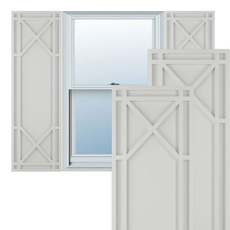 Ekena Millwork 18"W x 48"H True Fit PVC Bungalow Fixed Mount Shutters, Hailstorm Gray (Per Pair - Hardware Not Included)