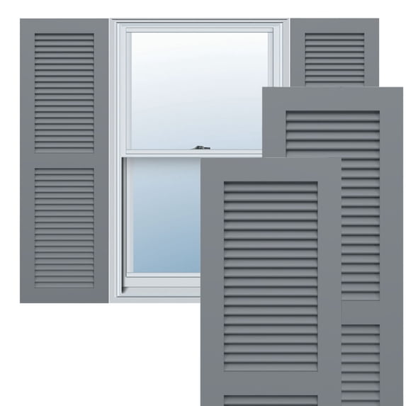 Ekena Millwork 18"W x 52"H True Fit PVC Two Equal Louver Shutters, Ocean Swell (Per Pair - Hardware Not Included)