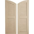 thumbnail image 1 of Ekena Millwork 18"W x 60"H (54" Low Side) Timberthane Sandblasted Two Equal Louver w/Elliptical Top Faux Wood Shutters (Per Pair), Primed Tan, 1 of 6
