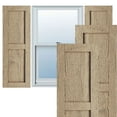thumbnail image 1 of Ekena Millwork 18"W x 68"H Rustic Two Equal Panel Flat Panel Rough Sawn Faux Wood Shutters (Per Pair), Primed Tan, 1 of 11