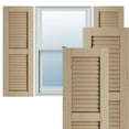 thumbnail image 1 of Ekena Millwork 18"W x 70"H Rustic Two Equal Louver Knotty Pine Faux Wood Shutters (Per Pair), Primed Tan, 1 of 12