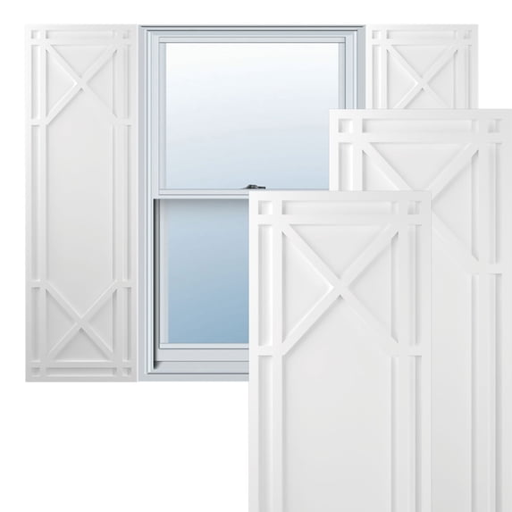 Ekena Millwork 18"W x 76"H True Fit PVC Bungalow Fixed Mount Shutters, Unfinished (Per Pair - Hardware Not Included)