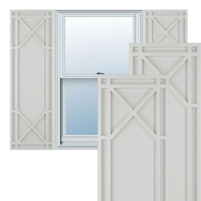 Ekena Millwork 18"W x 77"H True Fit PVC Bungalow Fixed Mount Shutters, Hailstorm Gray (Per Pair - Hardware Not Included)
